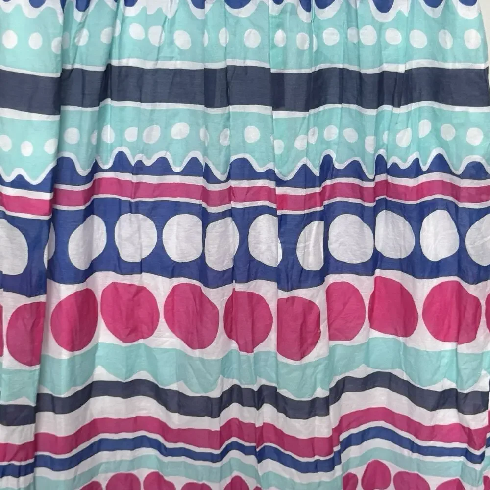 Vineyard Vines Dress Women’s 12 Colorful Silk Blend Stripe Maxi Pockets Tiered